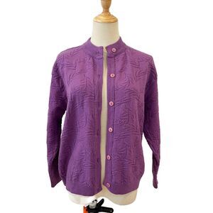 Camela Purple Vintage Cardigan Button Front Size 38 Pure New Wool